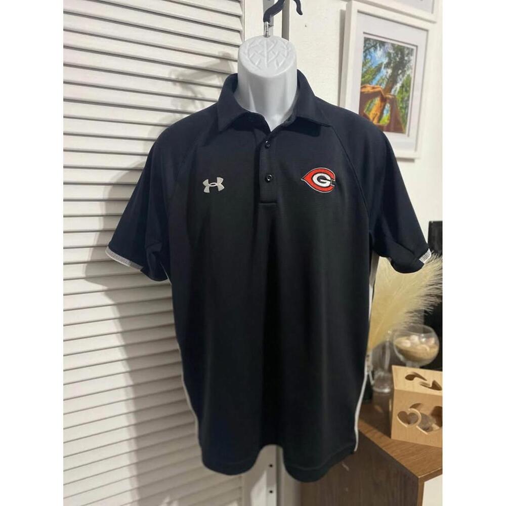 Under Armour - Georgia Bulldogs Black Short Sleeve Polo Shirt Size: Large(0055)